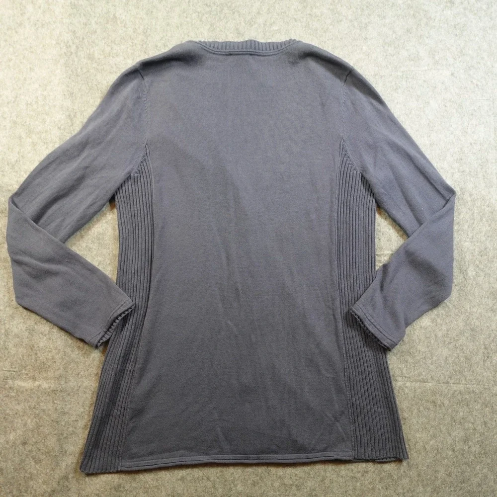 J. Jill Sweater Womens Medium Blue Cardigan Button Front VNeck Tunic Knit Cotton